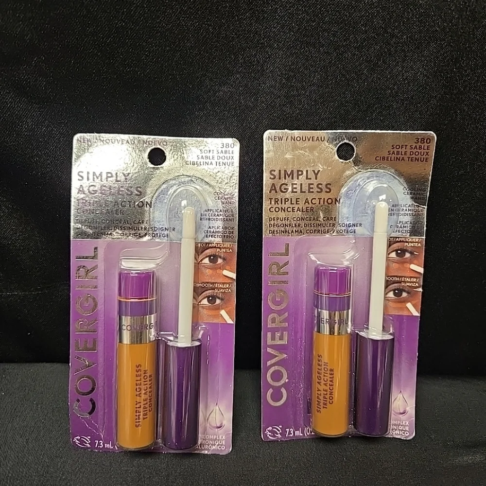 2pc Lot Simply Ageless Triple Action Concealer Hyaluronic Complex 380 Soft Sable
